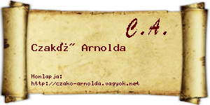 Czakó Arnolda névjegykártya